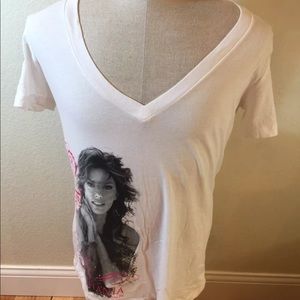 Shania Twain White v-neck T-Shirt Still The One